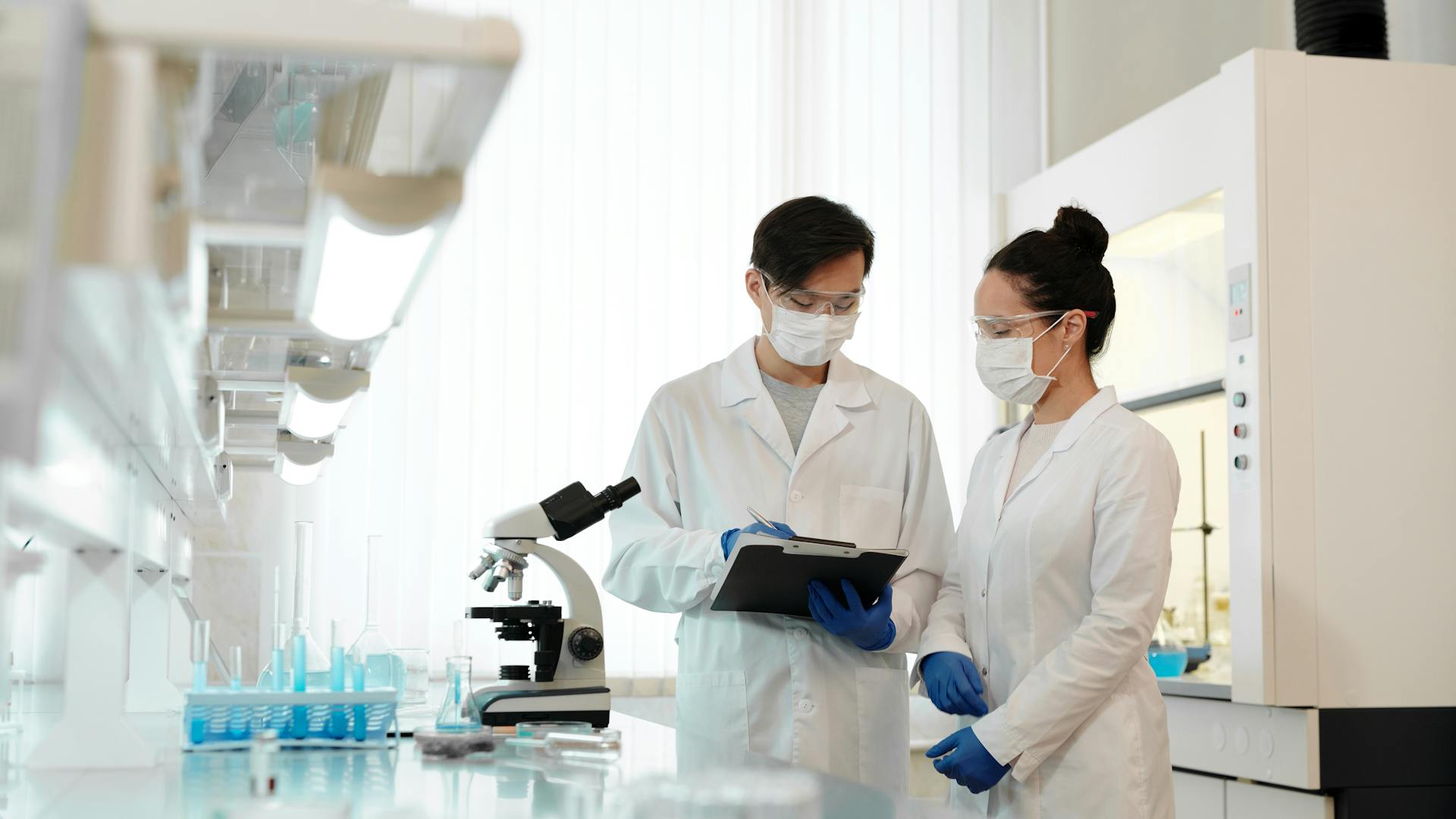 Scientists working together in a research laboratory
